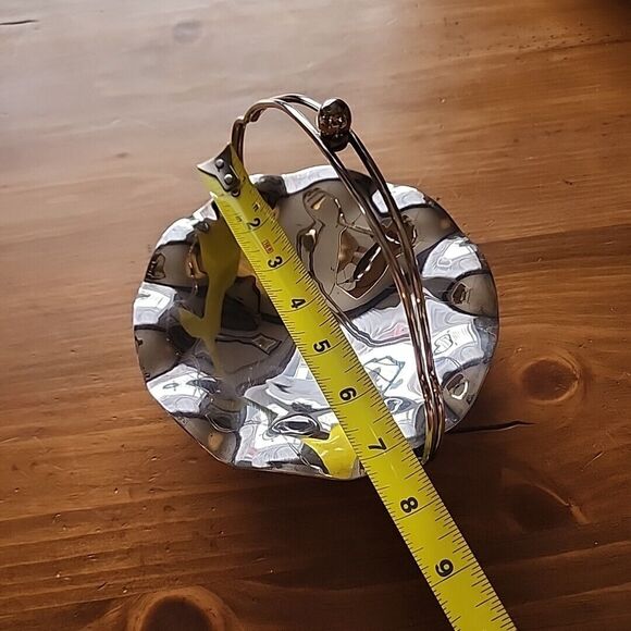 Vintage Metal Candy Dish Scalloped Edge & Holder with Twisted Handle - Picture 12 of 16